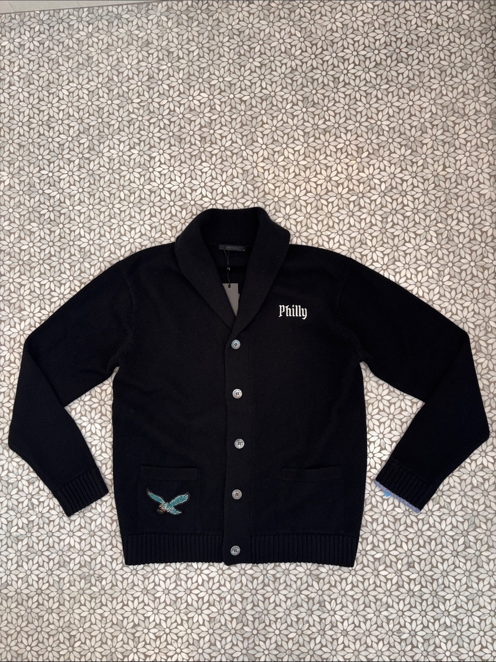 Men's Greyson x NFL Philadelphia Eagles Ottawa Cardigan in Black, Size L-NWT!